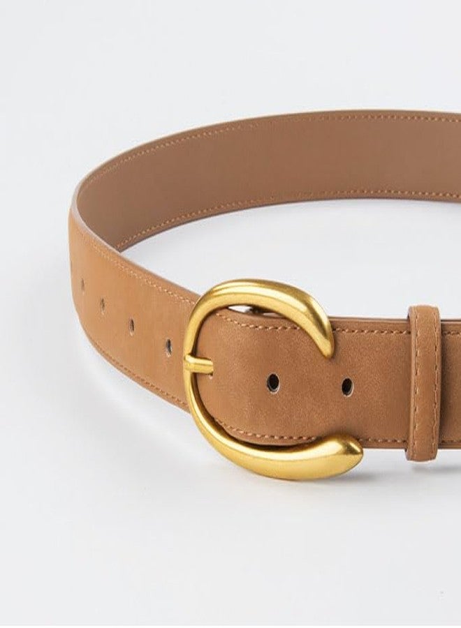 Yuangu Women Leather Belt for Jeans Pants Dresses Fashion Designer Belt Suede Belt with Gold Buckle (Black, 105CM/Fit Waist Size 24-33 Inches) - Image 5